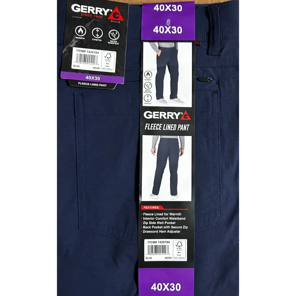Gerry Men's Fleece Lined Pant Blue Size 40x30